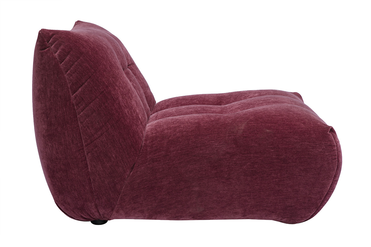 Fauteuil lounge en tissu effet velours prune BUMPY