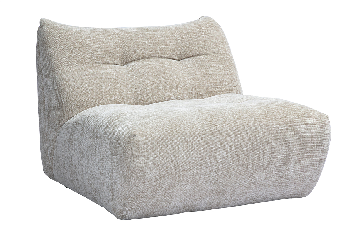 Fauteuil lounge en tissu effet velours textur taupe BUMPY
