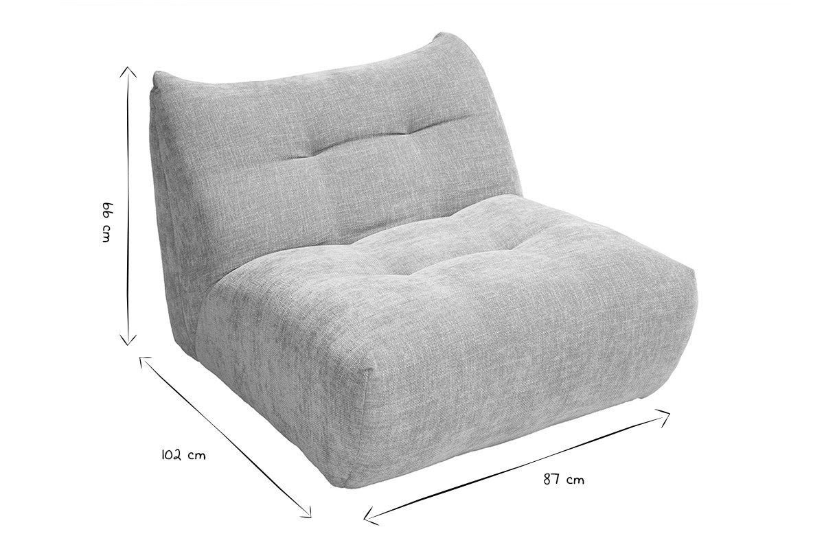 Fauteuil lounge en tissu effet velours textur taupe BUMPY