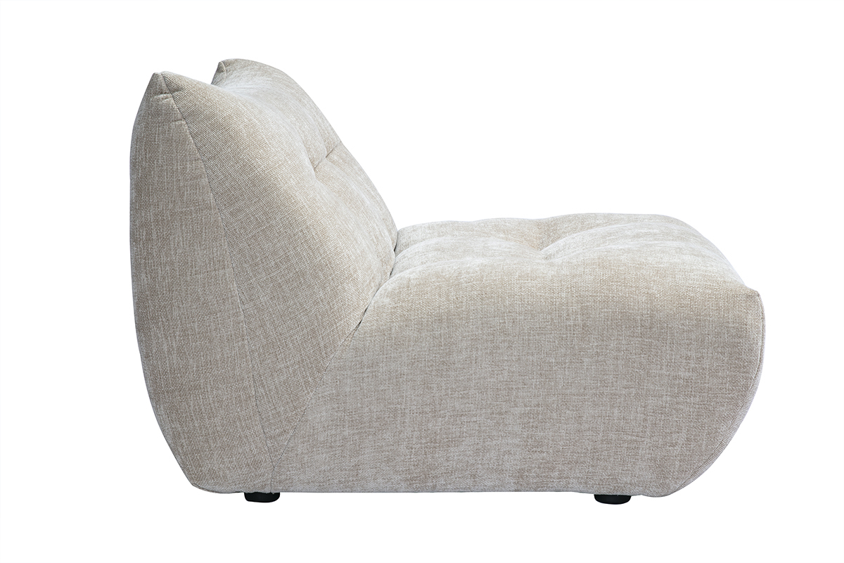 Fauteuil lounge en tissu effet velours textur taupe BUMPY
