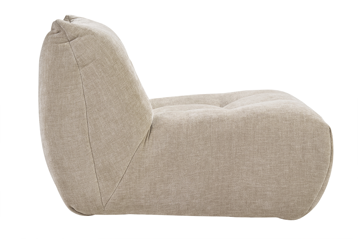 Fauteuil lounge en tissu effet velours textur taupe BUMPY