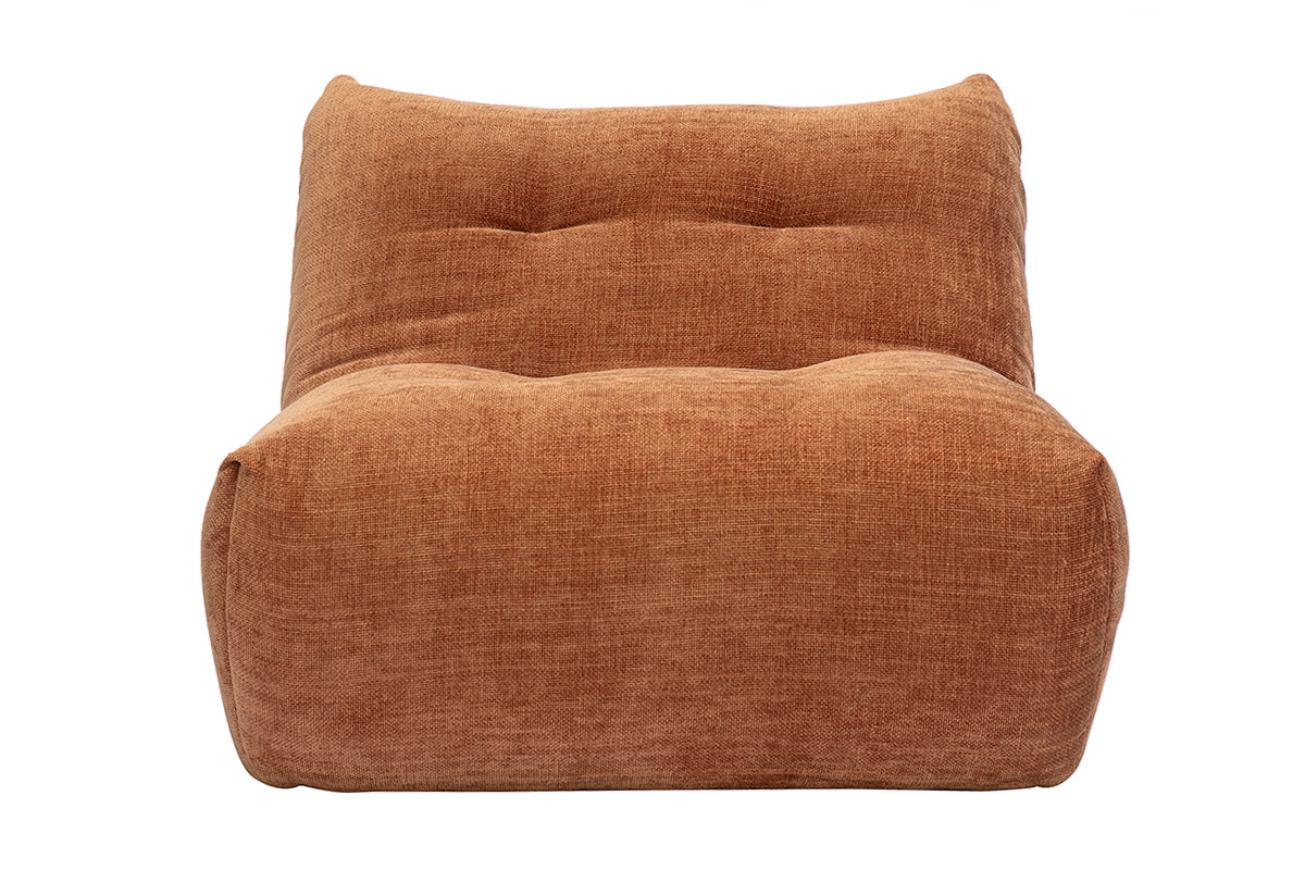 Fauteuil lounge en tissu effet velours textur� terre br�l�e BUMPY