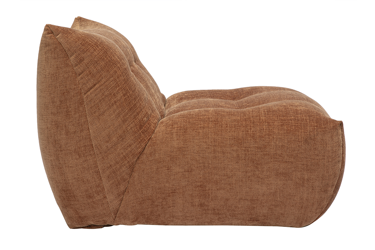 Fauteuil lounge en tissu effet velours textur� terre br�l�e BUMPY