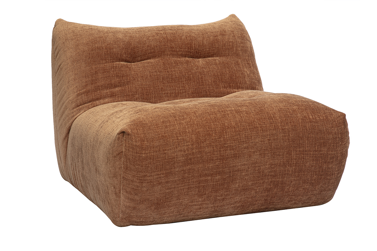 Fauteuil lounge en tissu effet velours textur� terre br�l�e BUMPY