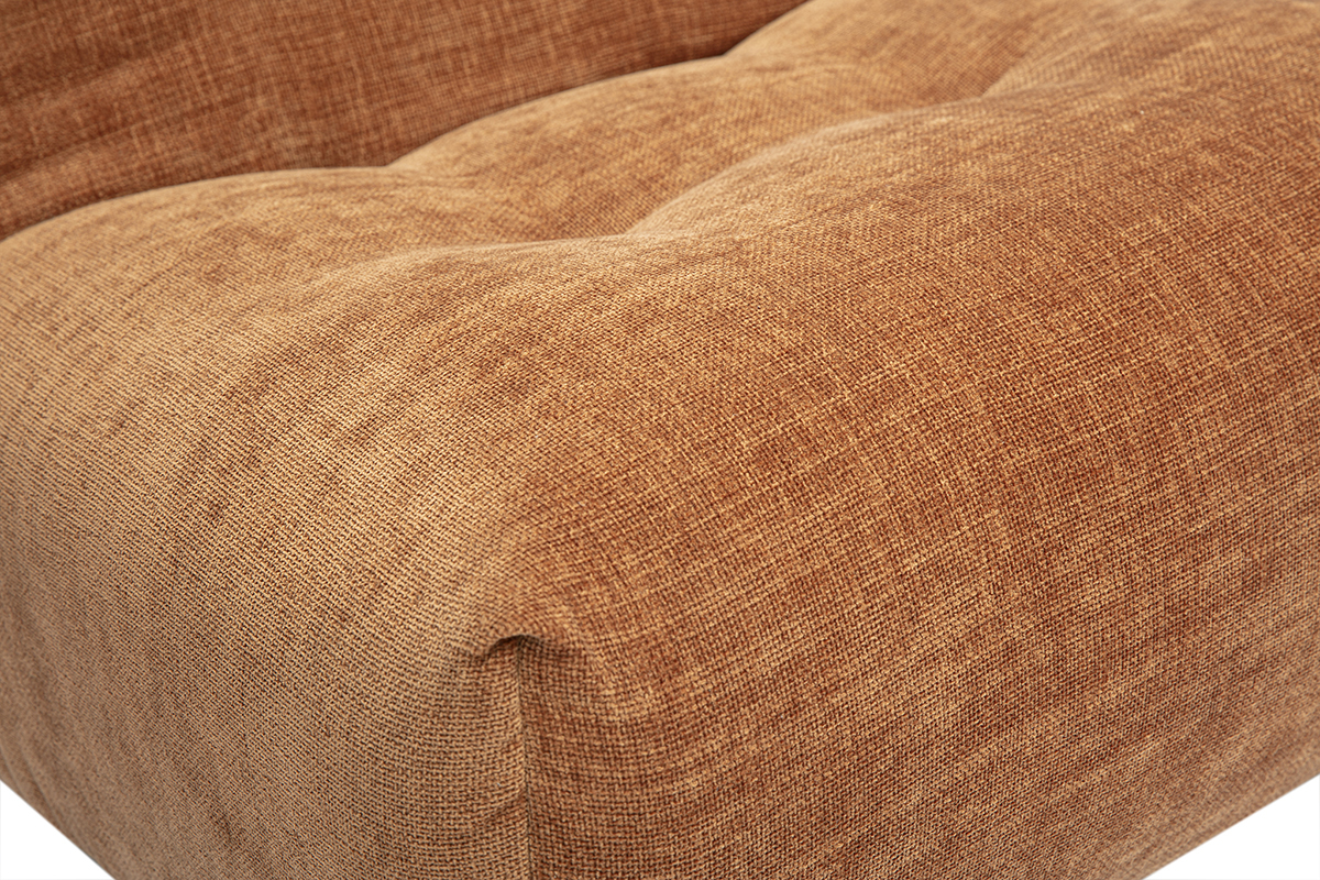 Fauteuil lounge en tissu effet velours textur� terre br�l�e BUMPY