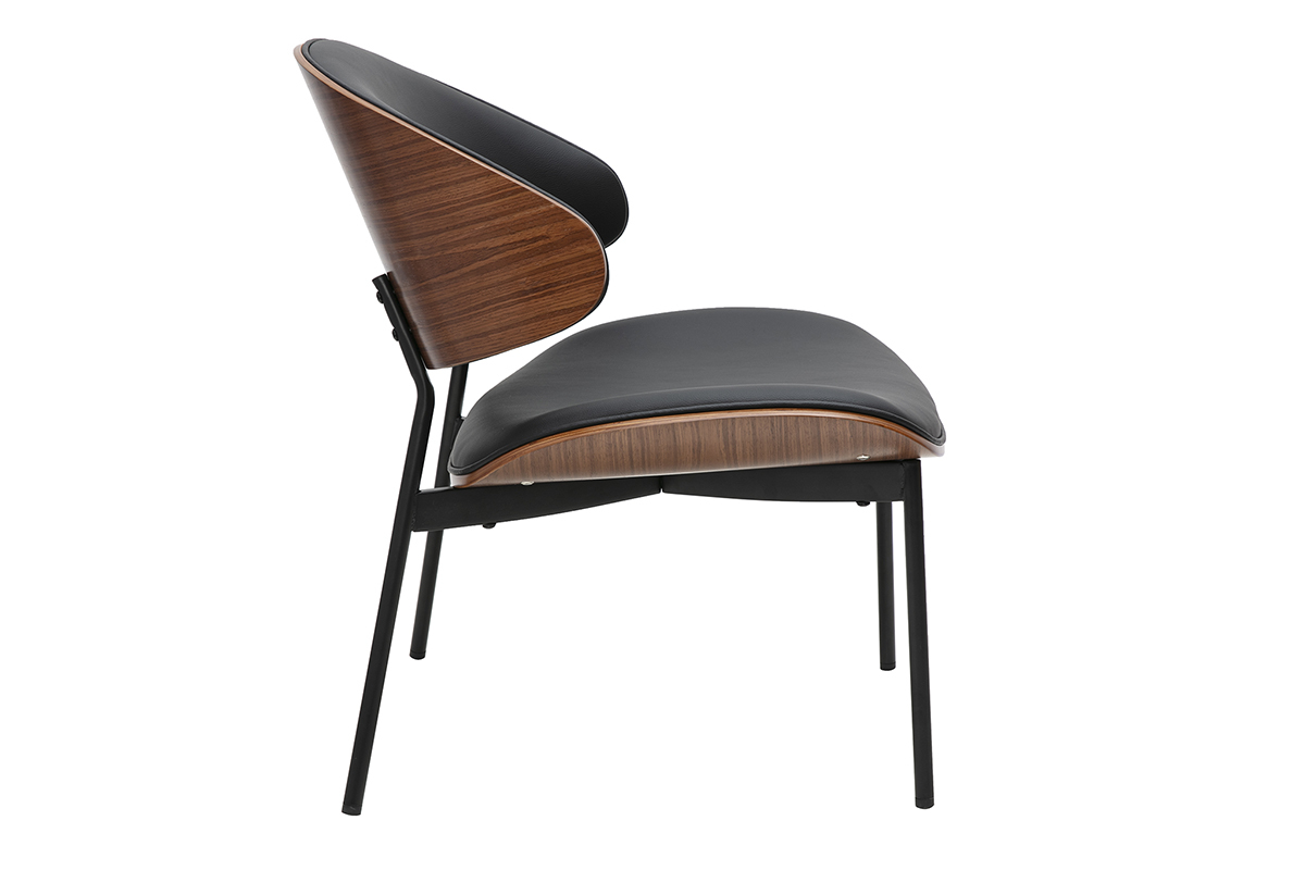 Fauteuil noir, bois fonc et mtal noir FABULO