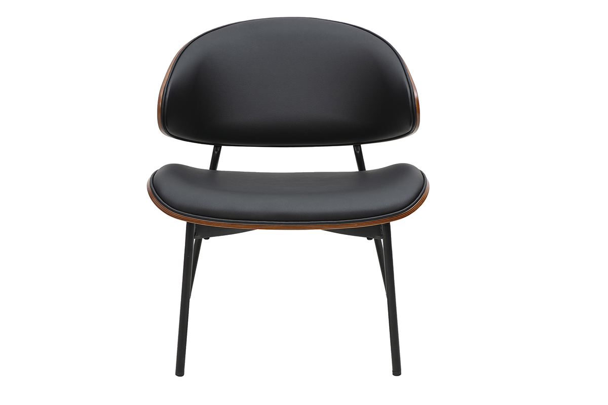 Fauteuil noir, bois fonc et mtal noir FABULO