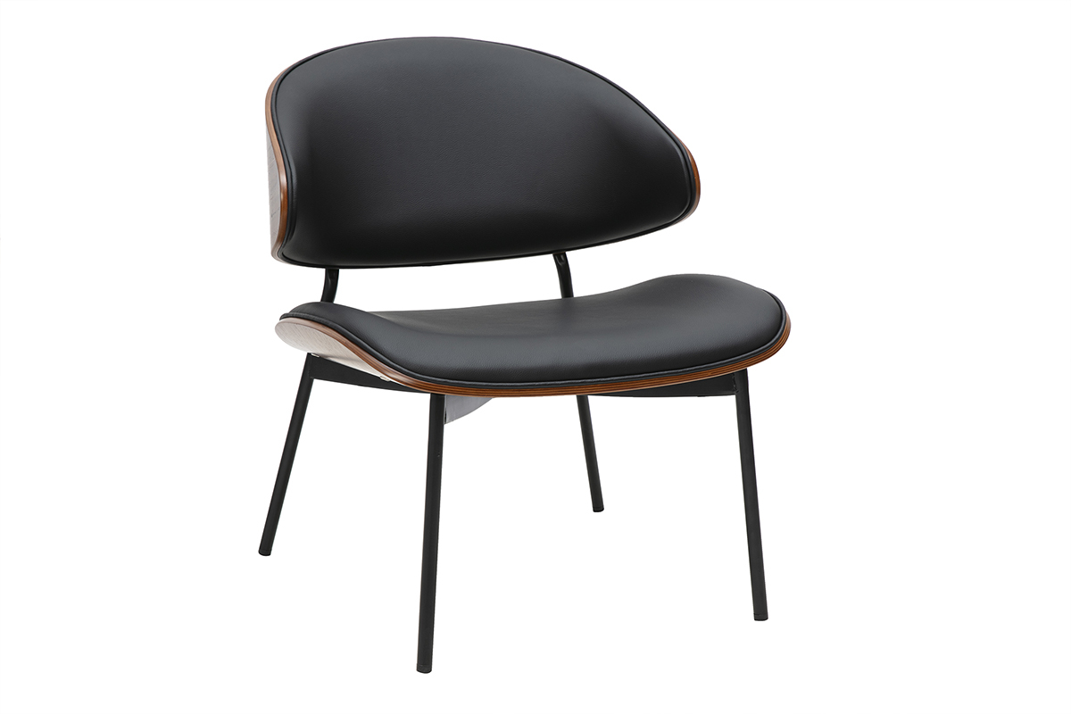 Fauteuil noir, bois fonc et mtal noir FABULO