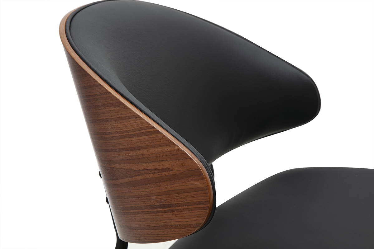 Fauteuil noir, bois fonc et mtal noir FABULO