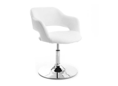 Fauteuil pivotant design blanc et acier chromé JESSY