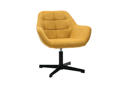 Fauteuil pivotant design en tissu effet velours jaune moutarde et métal noir DARWIN