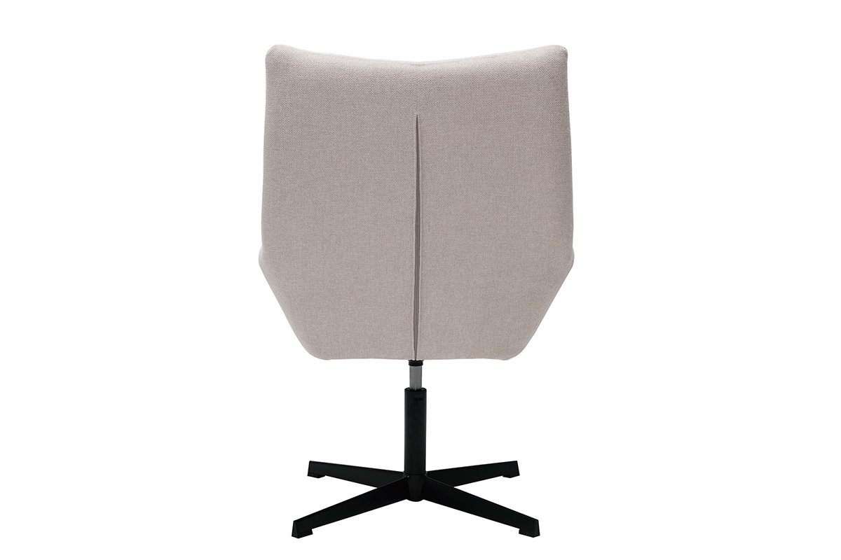 Fauteuil pivotant design en tissu effet velours texur beige et mtal noir KING