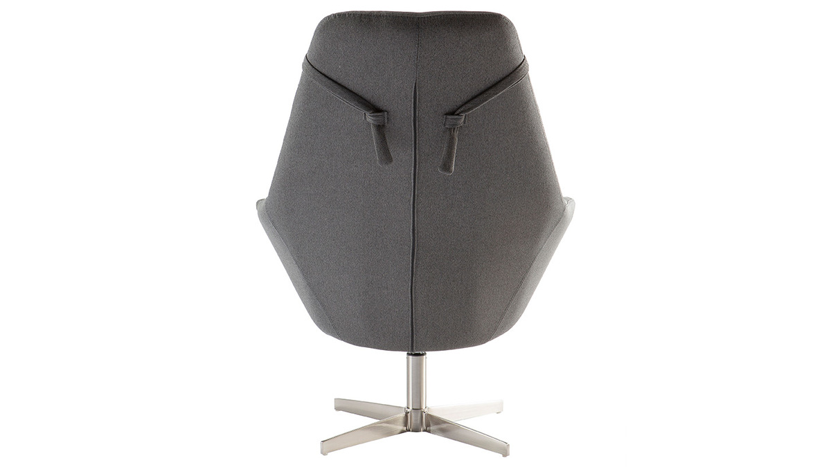 Fauteuil pivotant design en tissu gris fonc et acier chrom AMADEO