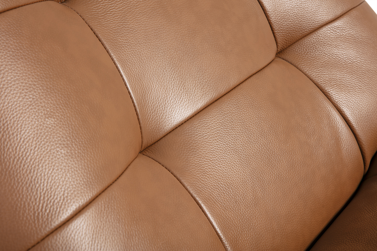 Fauteuil pivotant en cuir marron et m�tal noir HUXLEY