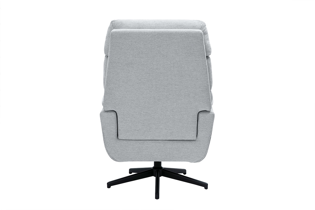 Fauteuil pivotant en tissu chenille gris et m�tal noir JONAH