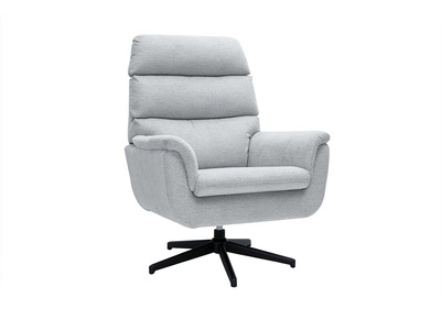 Fauteuil pivotant en tissu chenille gris et m&eacute;tal noir JONAH