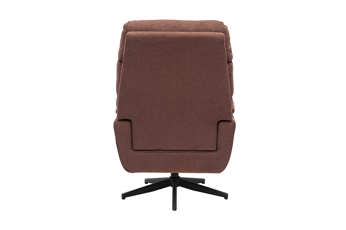 Fauteuil pivotant en tissu chenille terre br�l�e et m�tal noir JONAH