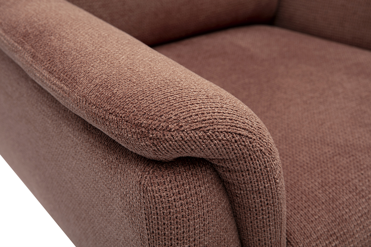 Fauteuil pivotant en tissu chenille terre br�l�e et m�tal noir JONAH