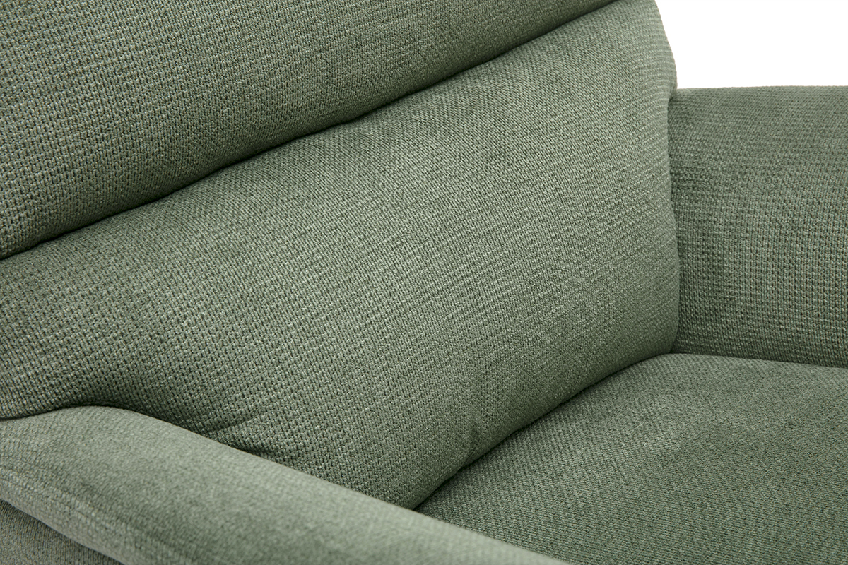 Fauteuil pivotant en tissu chenille vert kaki et m�tal noir JONAH