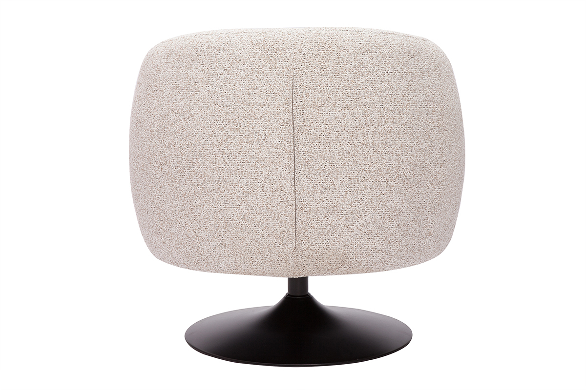 Fauteuil pivotant en tissu effet bouclette beige et mtal noir BOWIE