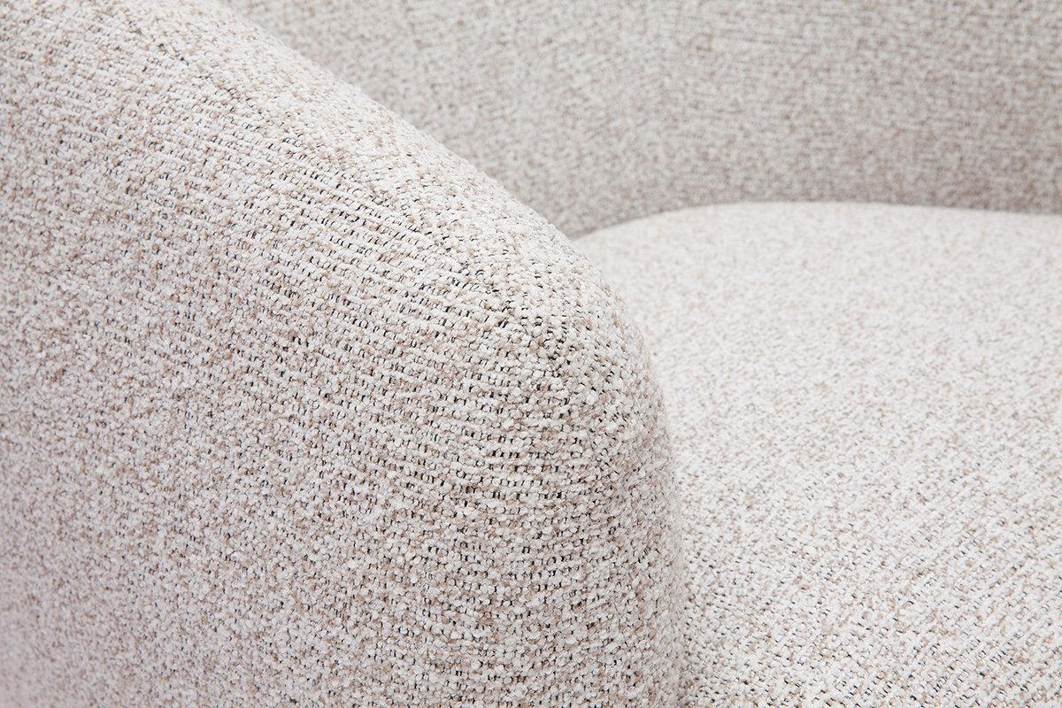 Fauteuil pivotant en tissu effet bouclette beige et mtal noir BOWIE