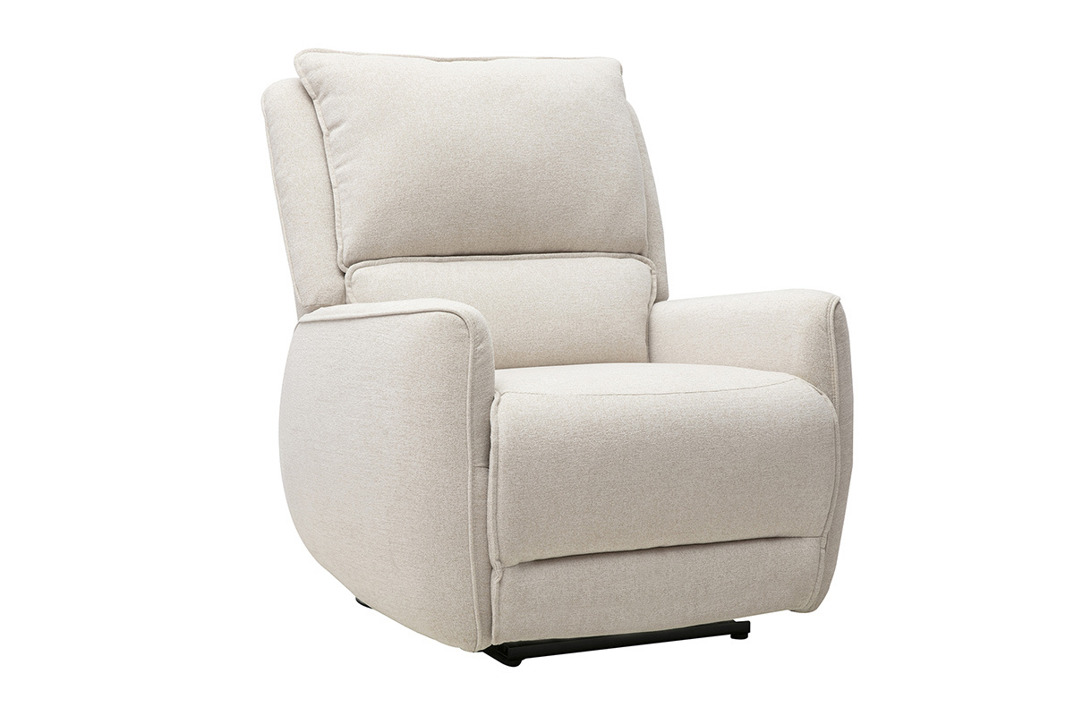 Fauteuil relax �lectrique en tissu effet velours textur� beige RACHEL