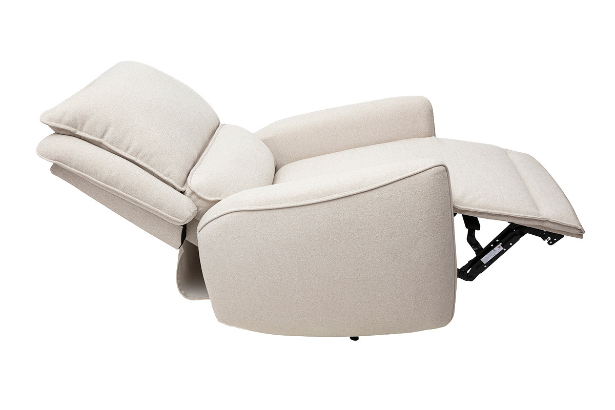 Fauteuil relax �lectrique en tissu effet velours textur� beige RACHEL