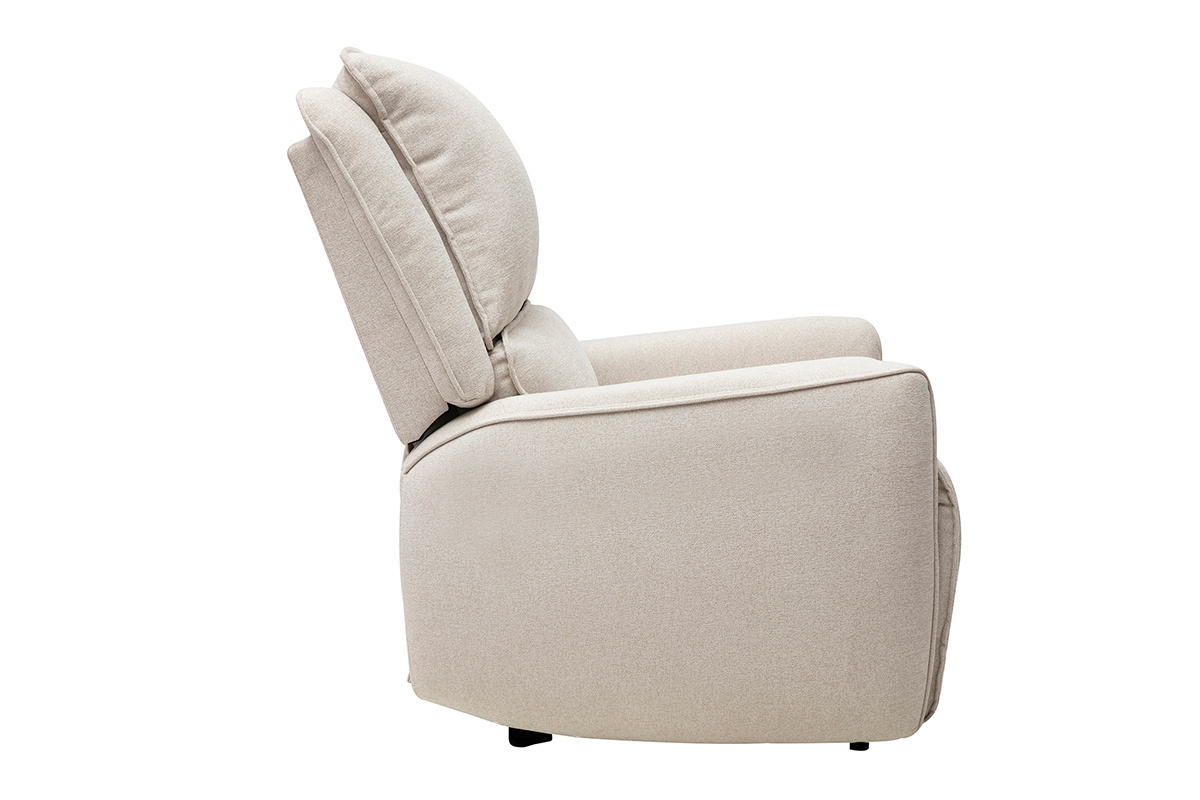 Fauteuil relax �lectrique en tissu effet velours textur� beige RACHEL