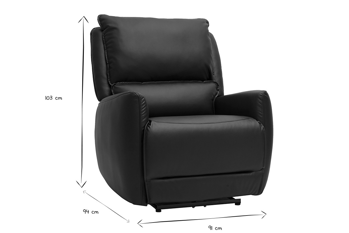 Fauteuil relax �lectrique noir RACHEL