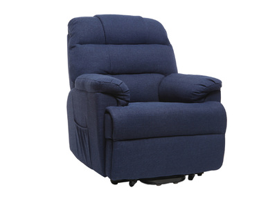 Fauteuil relax électrique releveur tissu bleu foncé PHOEBE - Fauteuil relax électrique releveur tissu bleu foncé PHOEBE
