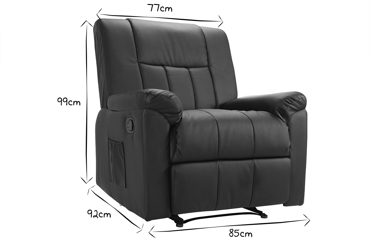 Fauteuil relax manuel noir JOEY