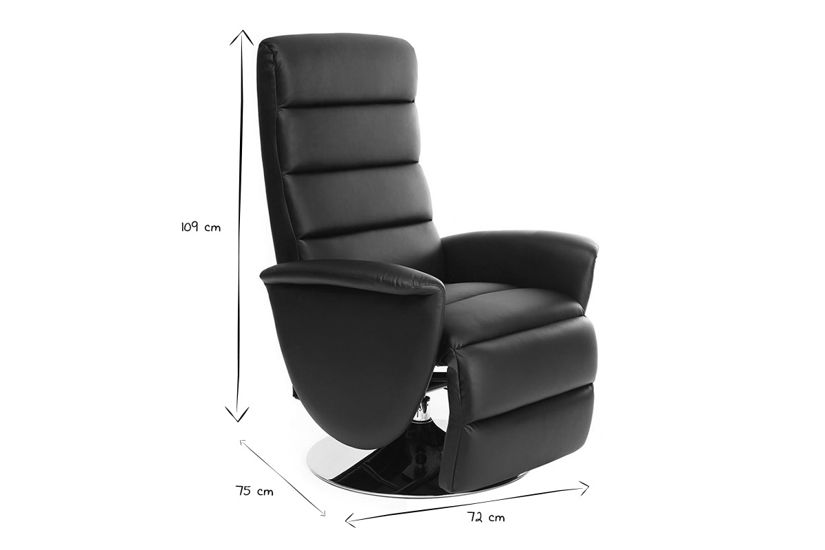 Fauteuil relax manuel noir NELSON