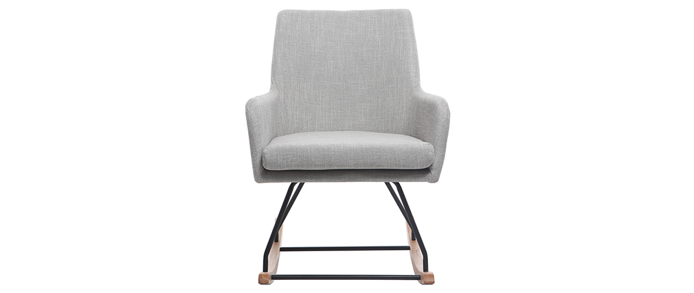 Fauteuil rocking chair design en tissu gris clair SHANA