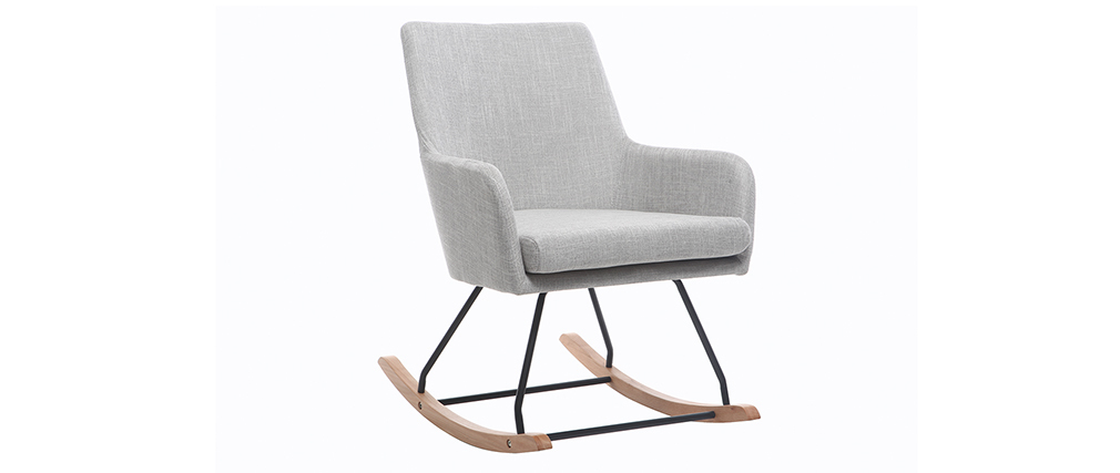 Fauteuil rocking chair design en tissu gris clair SHANA