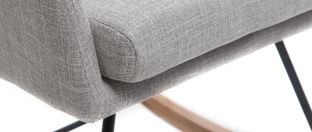 Fauteuil rocking chair design en tissu gris clair SHANA