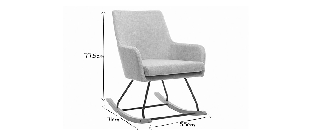 Fauteuil rocking chair design en tissu gris clair SHANA