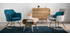 Fauteuil rocking chair design en tissu gris clair SHANA