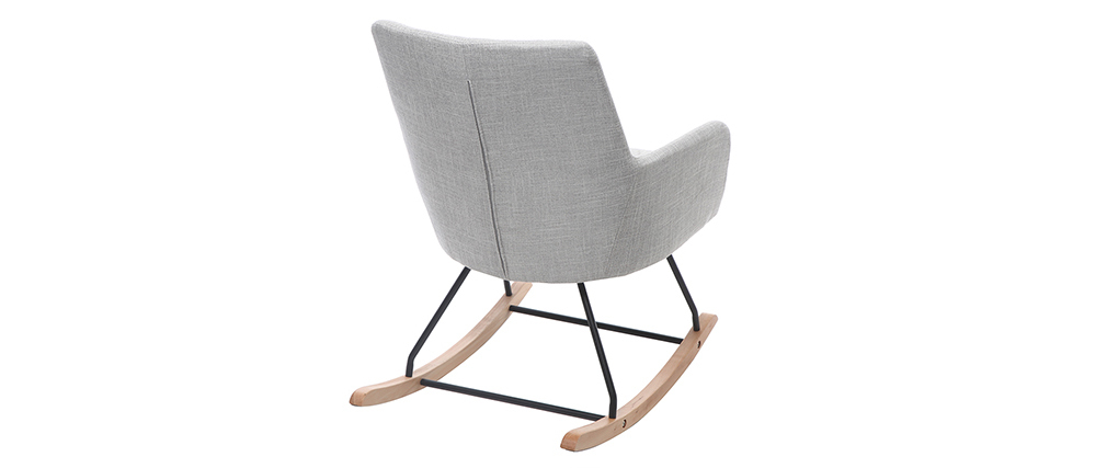 Fauteuil rocking chair design en tissu gris clair SHANA