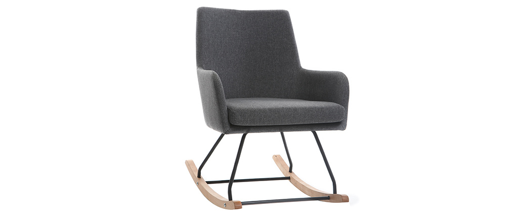 Fauteuil rocking chair design tissu gris fonc� SHANA