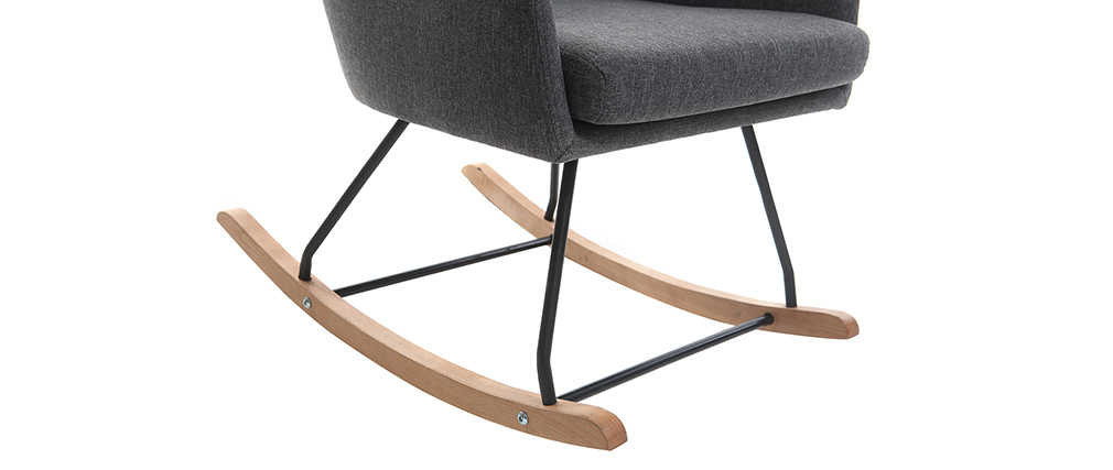 Fauteuil rocking chair design tissu gris fonc� SHANA