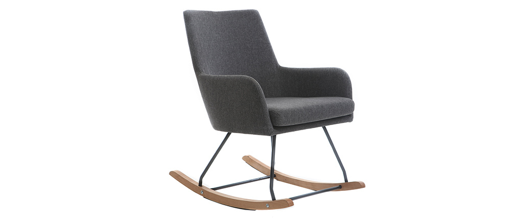 Fauteuil rocking chair design tissu gris fonc� SHANA