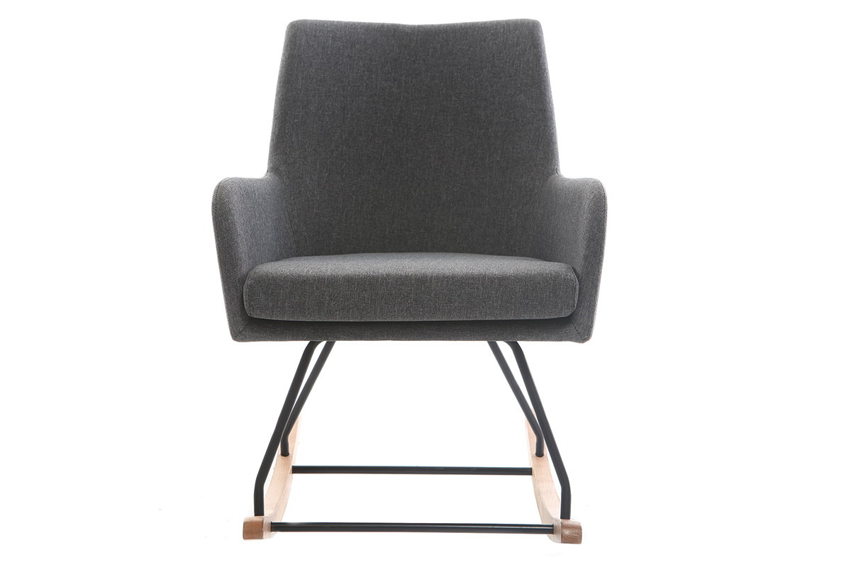 Fauteuil rocking chair design tissu gris fonc SHANA