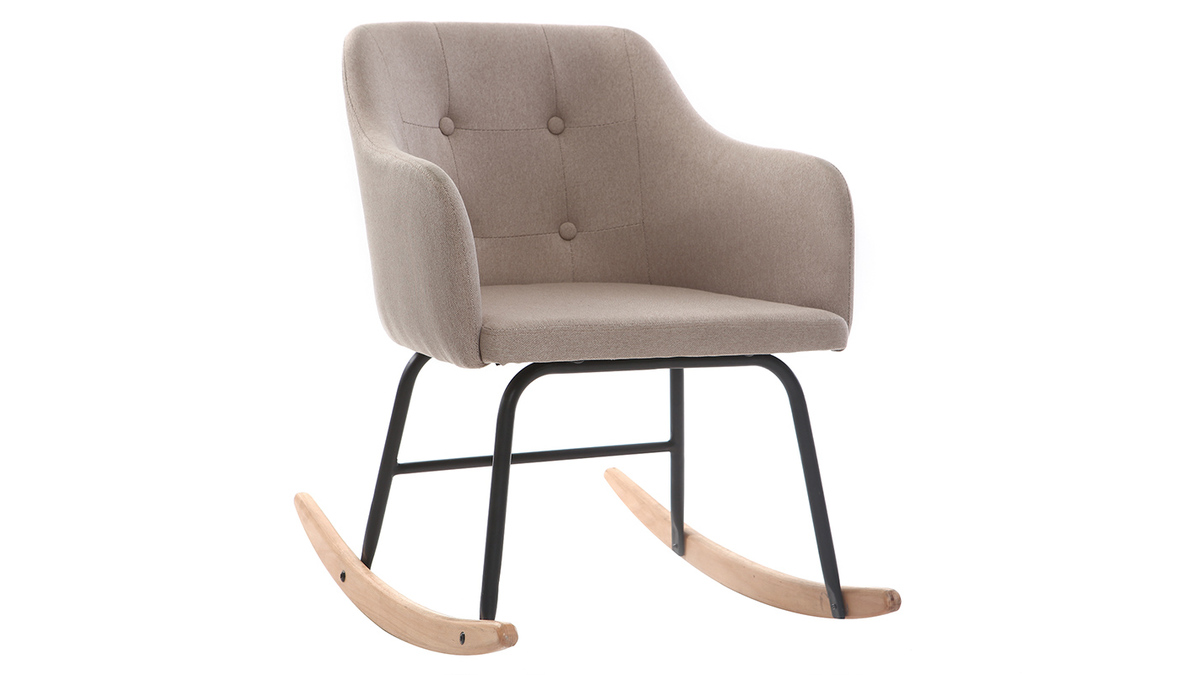 Fauteuil rocking chair design tissu naturel BALTIK