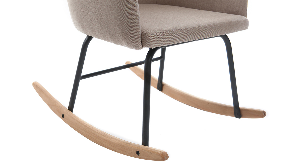 Fauteuil rocking chair design tissu naturel BALTIK