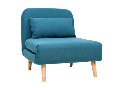 Fauteuil scandinave convertible en tissu bleu canard AMIKO