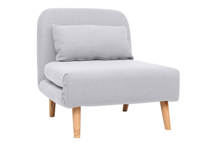 Fauteuil scandinave convertible tissu gris clair AMIKO - Fauteuil scandinave convertible tissu gris clair AMIKO