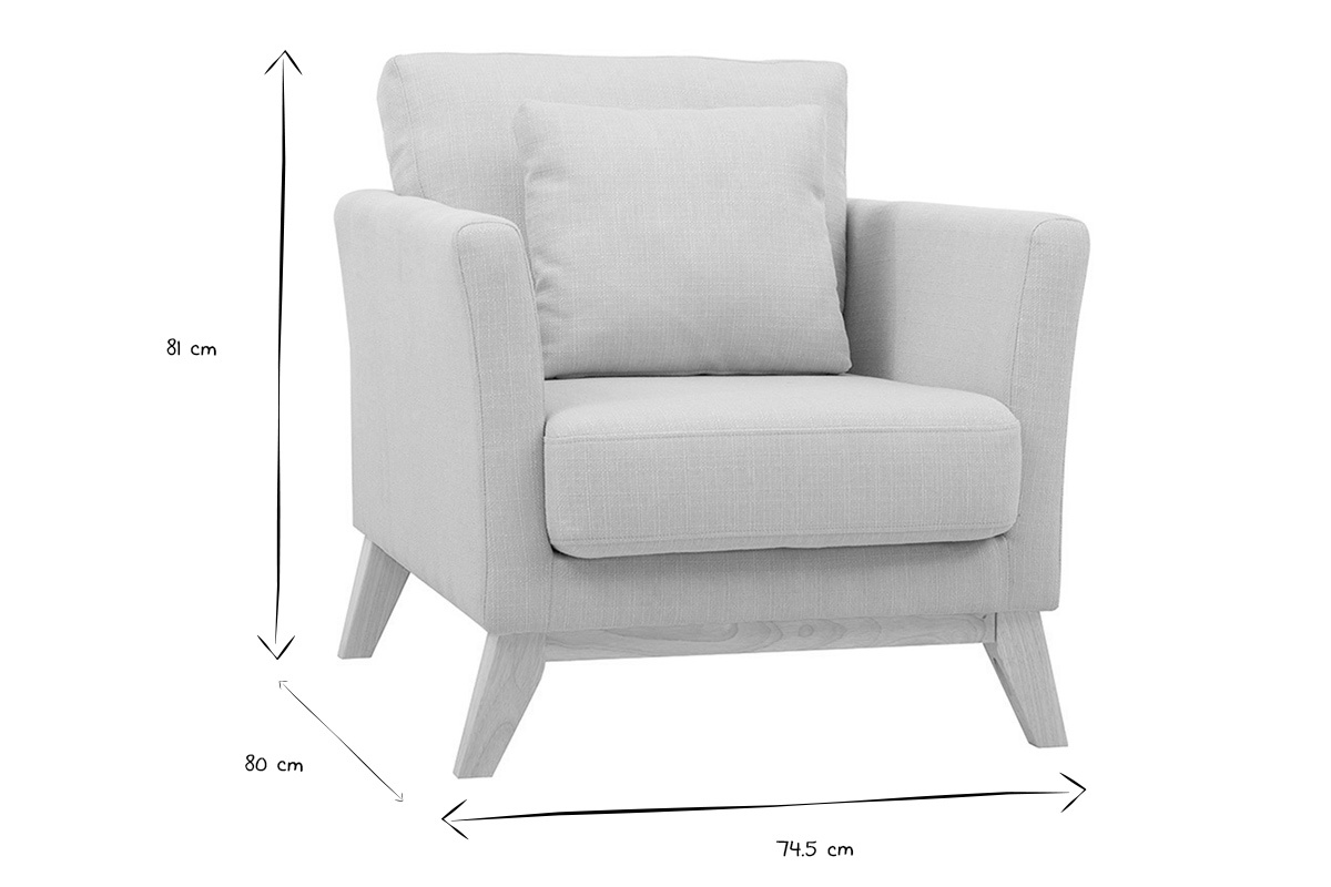 Fauteuil scandinave d�houssable en tissu beige et bois clair OSLO