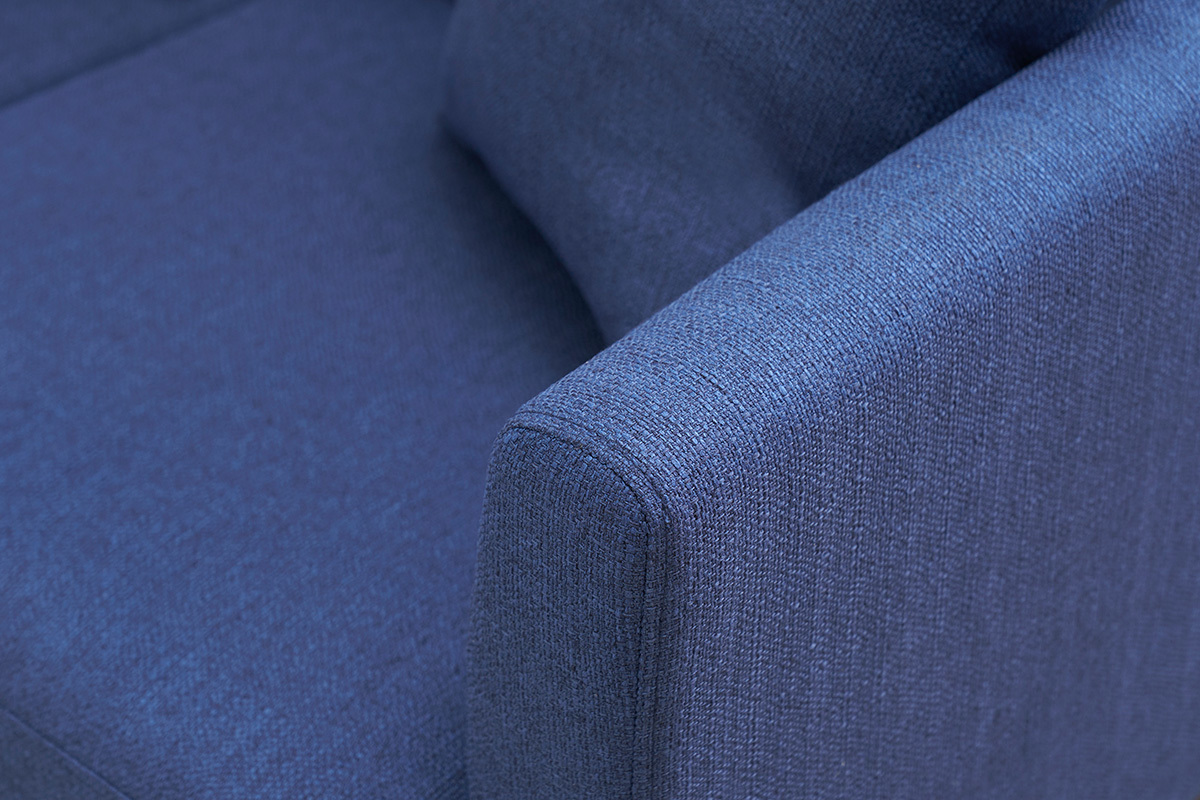 Fauteuil scandinave dhoussable en tissu bleu fonc et bois clair OSLO