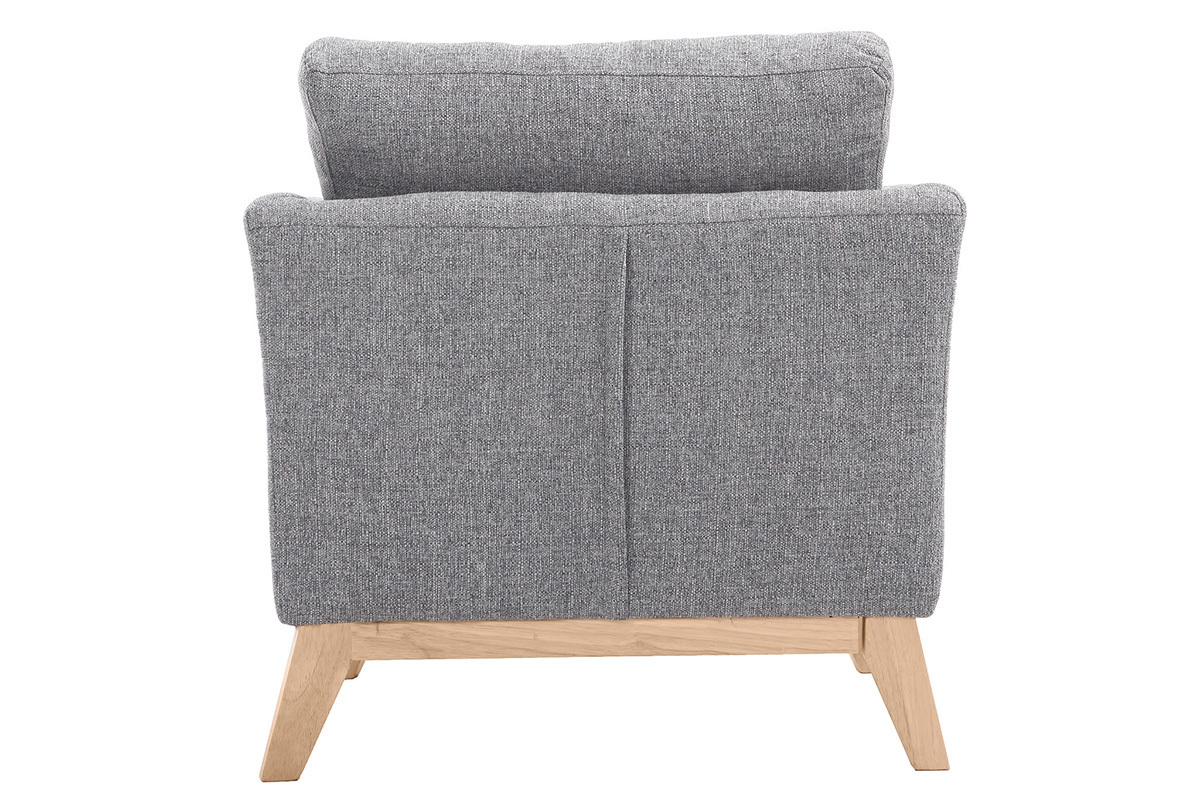 Fauteuil scandinave dhoussable en tissu gris clair et bois clair OSLO