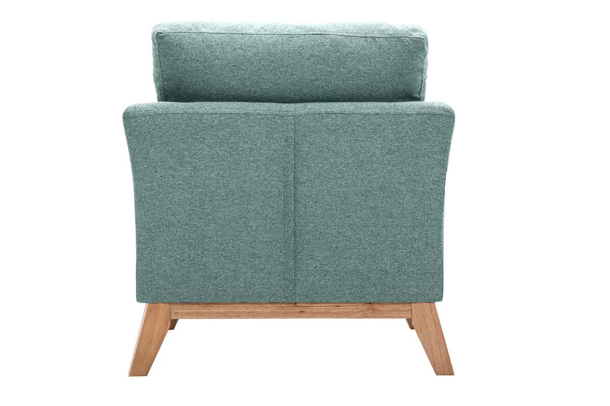 Fauteuil scandinave dhoussable en tissu vert de gris et bois clair OSLO